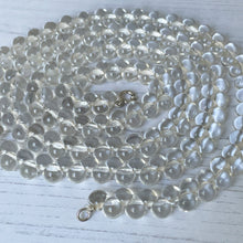 Cargar imagen en el visor de la galería, Antique Glass Bubble Bead Necklace. 1920s Art Deco 40 Inch Long Rope Necklace. Czech Clear Glass Teardrop Bead Necklace With Silver Clasp