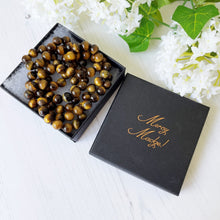 Charger l'image dans la galerie, Antique Tigers Eye Gemstone Bead Necklace. Art Deco 36" Long Rope Necklace. Over The Head Gemstone Necklace.