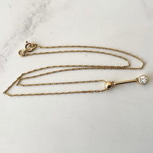 Charger l'image dans la galerie, Vintage 9ct Gold CZ Diamond Pendant Necklace. Simulated Diamond Solitaire Pendant, 16" Chain. White Gemstone Necklace, Hallmarked London