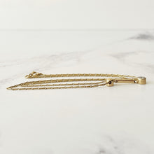 Charger l'image dans la galerie, Vintage 9ct Gold CZ Diamond Pendant Necklace. Simulated Diamond Solitaire Pendant, 16" Chain. White Gemstone Necklace, Hallmarked London