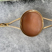 Load image into Gallery viewer, Antique 9ct Gold Bar Brooch. Victorian/Edwardian Cameo Lapel/Stock/Cravat Pin. Neoclassical Carved Shell Cameo Portrait of Flora Brooch