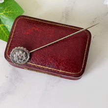 Cargar imagen en el visor de la galería, Victorian Engraved Pansy Stick Pin. Sterling Silver Aesthetic Era Pin Brooch. Antique Silver Lapel/Stock/Cravat/Tie Pin, Victorian Jewelry