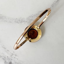 Cargar imagen en el visor de la galería, Antique Scottish Gold, Citrine & Pearl Bracelet Cuff. 9ct Gold Victorian Cairngorm Gemstone Bangle. Etruscan Revival Cuff Bracelet.
