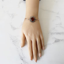Cargar imagen en el visor de la galería, Antique Scottish Gold, Citrine & Pearl Bracelet Cuff. 9ct Gold Victorian Cairngorm Gemstone Bangle. Etruscan Revival Cuff Bracelet.
