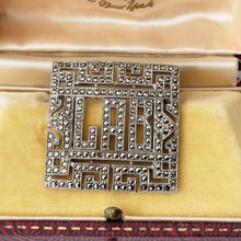 Cargar imagen en el visor de la galería, Antique Art Deco Silver Initial LAB Brooch. 1930s Sterling Silver Marcasite Brooch. Greek Key Silver Monogram Brooch, Personalised