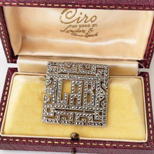 Cargar imagen en el visor de la galería, Antique Art Deco Silver Initial LAB Brooch. 1930s Sterling Silver Marcasite Brooch. Greek Key Silver Monogram Brooch, Personalised
