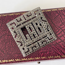 Cargar imagen en el visor de la galería, Antique Art Deco Silver Initial LAB Brooch. 1930s Sterling Silver Marcasite Brooch. Greek Key Silver Monogram Brooch, Personalised