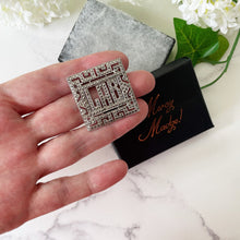 Cargar imagen en el visor de la galería, Antique Art Deco Silver Initial LAB Brooch. 1930s Sterling Silver Marcasite Brooch. Greek Key Silver Monogram Brooch, Personalised
