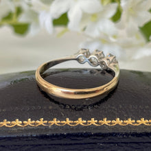 Cargar imagen en el visor de la galería, Antique Art Deco 9ct Gold & Paste Diamond Ring. 1920s 3 Stone Trilogy Engagement Ring Size US 7.5/UK P/EU 55. Antique Paste Jewelry