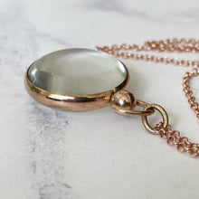 Cargar imagen en el visor de la galería, Victorian 9ct Gold Rock Crystal Locket. Antique Double Sided Photo Locket & Chain. Victorian Rolled Gold Pools Of Light Pendant Necklace