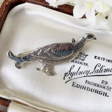 Cargar imagen en el visor de la galería, Vintage Scottish Silver Grouse Brooch. Figural Famous Grouse Game Bird Brooch/Cravat/Lapel Pin. Vintage Silver Jewelry Gifts For Him & Her