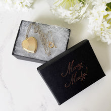 Cargar imagen en el visor de la galería, Vintage 9ct Rolled Gold Heart Locket & Original Chain. Art Deco Revival Engraved Sunburst Locket, Gold Chain. Love Heart Locket Necklace