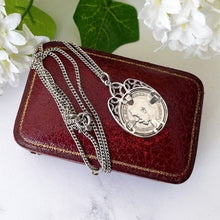 Cargar imagen en el visor de la galería, Antique Edwardian Silver Coin Pendant & Chain. King George V Threepenny Coin Necklace, Dated 1919. Vintage Sterling Silver Coin Jewelry