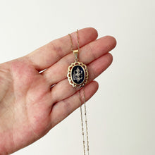 Carica l'immagine nel visualizzatore di Gallery, Antique 14ct Gold, Mine Cut Diamond & Cobalt Blue Glass Pendant. Georgian/Victorian 'Bague Au Firmament' Style Rococo Pendant
