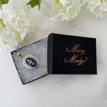 Carica l'immagine nel visualizzatore di Gallery, Antique 14ct Gold, Mine Cut Diamond & Cobalt Blue Glass Pendant. Georgian/Victorian 'Bague Au Firmament' Style Rococo Pendant