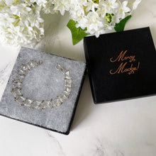 Charger l'image dans la galerie, Antique Art Deco Crystal Chicklet Bracelet. Sterling Silver 1920s Square /Emerald Cut Crystal Bracelet. Clear Glass Antique Riviere Bracelet