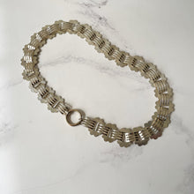 Cargar imagen en el visor de la galería, Victorian Sterling Silver Book Chain Necklace. Antique Wide Silver Collar Necklace, Large Bolt Ring. Antique Link Chain For Large Lockets.