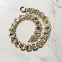 Cargar imagen en el visor de la galería, Victorian Sterling Silver Book Chain Necklace. Antique Wide Silver Collar Necklace, Large Bolt Ring. Antique Link Chain For Large Lockets.