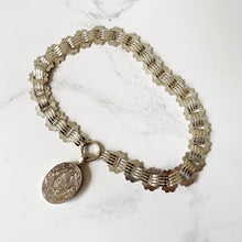 Cargar imagen en el visor de la galería, Victorian Sterling Silver Book Chain Necklace. Antique Wide Silver Collar Necklace, Large Bolt Ring. Antique Link Chain For Large Lockets.