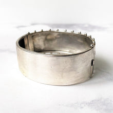 Charger l'image dans la galerie, Antique Victorian Wide Cuff Bracelet. Engraved Birds & Butterfly Silver, Gold Victorian Aesthetic Bangle. Antique English Silver Bracelet.