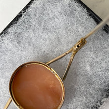 Load image into Gallery viewer, Antique 9ct Gold Bar Brooch. Victorian/Edwardian Cameo Lapel/Stock/Cravat Pin. Neoclassical Carved Shell Cameo Portrait of Flora Brooch