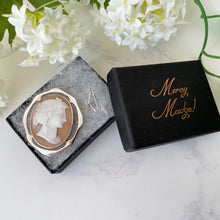 Cargar imagen en el visor de la galería, Antique Edwardian Sterling Silver Cameo Brooch. Large Art Nouveau Silver Cameo. Carved Shell Classical Grecian Maiden Brooch