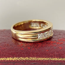 Cargar imagen en el visor de la galería, Vintage 18ct Gold Diamond Band Ring. Princess Cut 10 Diamond Half Hoop Ring, 1.5 CTW. 18K Yellow Gold Eternity/Commitment/Wedding Band