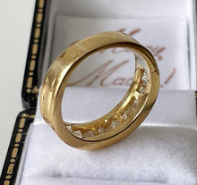 Cargar imagen en el visor de la galería, Vintage 18ct Gold Diamond Band Ring. Princess Cut 10 Diamond Half Hoop Ring, 1.5 CTW. 18K Yellow Gold Eternity/Commitment/Wedding Band