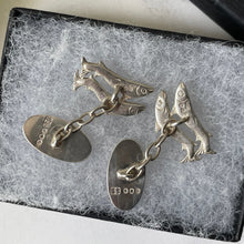 Cargar imagen en el visor de la galería, Vintage Scottish Silver Salmon Cufflinks. Chain & Link Shetland Silver Cufflinks, Edinburgh 1975. Sporting, Fishing Vintage Gifts For Him