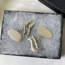 Cargar imagen en el visor de la galería, Vintage Scottish Silver Salmon Cufflinks. Chain & Link Shetland Silver Cufflinks, Edinburgh 1975. Sporting, Fishing Vintage Gifts For Him