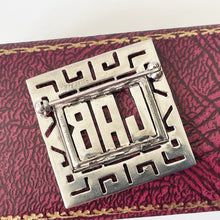 Cargar imagen en el visor de la galería, Antique Art Deco Silver Initial LAB Brooch. 1930s Sterling Silver Marcasite Brooch. Greek Key Silver Monogram Brooch, Personalised