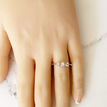 Cargar imagen en el visor de la galería, Antique Art Deco 9ct Gold & Paste Diamond Ring. 1920s 3 Stone Trilogy Engagement Ring Size US 7.5/UK P/EU 55. Antique Paste Jewelry