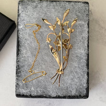 Cargar imagen en el visor de la galería, Antique Edwardian 9ct Gold & Pearl Flower Brooch. English Art Nouveau Floral Spray Brooch, Optional Box. Antique Bridal, Fine Jewelry Gift.