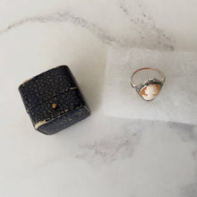 Cargar imagen en el visor de la galería, Antique Cameo Ring. 9ct Gold, Sterling Silver & Marcasite Cameo Ring. Edwardian/Art Deco Marquise Ring In Old Box, UK Q-1/2, US 8.25, EU 57