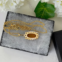 Cargar imagen en el visor de la galería, Antique Bohemian Garnet & Glass Jelly Opal Pendant. Edwardian Red Garnet, Dragons Breath Opal Pendant With Gold Chain, Czechoslovakia