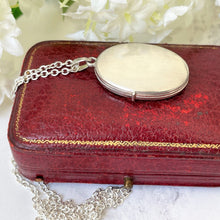 Charger l'image dans la galerie, Vintage Sterling Silver Rose Engraved Locket & Chain. Antique Victorian Style Sweetheart Locket. Oval 2-Photo Locket Necklace, Germany