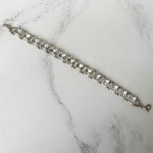 Charger l'image dans la galerie, Antique Art Deco Crystal Chicklet Bracelet. Sterling Silver 1920s Square /Emerald Cut Crystal Bracelet. Clear Glass Antique Riviere Bracelet