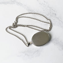 Cargar imagen en el visor de la galería, Antique Victorian Silver Sweetheart Locket and Chain. Hearts, Rose & Ivy Engraved Large Oval Locket. English Sterling Silver Locket Necklace