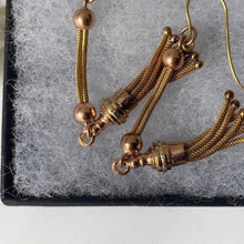 Charger l'image dans la galerie, Antique Victorian 15ct Gold Tassel Earrings. Etruscan Revival Long Pendant Drop Earrings. Antique Tri-Colour Gold Foxtail Tassel Earrings