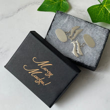 Cargar imagen en el visor de la galería, Vintage Scottish Silver Salmon Cufflinks. Chain & Link Shetland Silver Cufflinks, Edinburgh 1975. Sporting, Fishing Vintage Gifts For Him