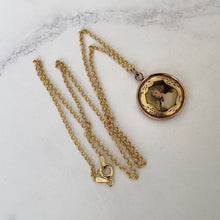画像をギャラリービューアに読み込む, Antique Victorian Gold Gilt Portrait Pendant. Miniature Painted Porcelain Portrait of a Georgian Lady. Gold Plated Silver Pendant & Chain