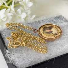 画像をギャラリービューアに読み込む, Antique Victorian Gold Gilt Portrait Pendant. Miniature Painted Porcelain Portrait of a Georgian Lady. Gold Plated Silver Pendant & Chain