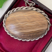 Load image into Gallery viewer, Antique Victorian Massive Scottish Hardstone Agate Sterling Silver Brooch. Sash/Tartan Shoulder Brooch. Antique Scottish Pebble Jewellery