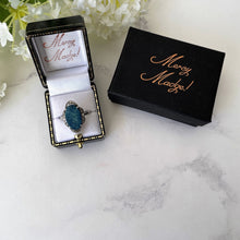 Charger l'image dans la galerie, Antique Art Deco Lapis Lazuli Ring. 935 Silver & Marcasite Blue Gemstone Ring, Germany. Art Deco Flower Ring Size UK Q/US 8/EU 56-1/2