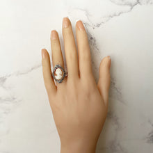 Cargar imagen en el visor de la galería, Antique Cameo Ring. 9ct Gold, Sterling Silver & Marcasite Cameo Ring. Edwardian/Art Deco Marquise Ring In Old Box, UK Q-1/2, US 8.25, EU 57