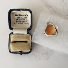 Cargar imagen en el visor de la galería, Antique Cameo Ring. 9ct Gold, Sterling Silver & Marcasite Cameo Ring. Edwardian/Art Deco Marquise Ring In Old Box, UK Q-1/2, US 8.25, EU 57