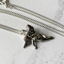 Charger l'image dans la galerie, Vintage Sterling Silver Cherub Pendant On Chain. Cowboy Cupid/Angel Sterling Silver Pendant & Curb Chain. Texas Cowboy, Vintage Jewelry Gift