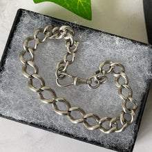 Cargar imagen en el visor de la galería, Antique Victorian Silver Albert Chain Bracelet. English Silver Pocket Watch Curb Chain Bracelet, Dog Clip. Victorian Albertina Bracelet.