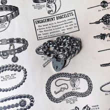 Charger l'image dans la galerie, Vintage English Silver Curb Chain Bracelet, Heart Padlock Clasp. Sterling Silver Sweetheart/Engagement Bracelet. Romantic Jewelry Gifts.