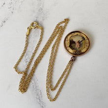 画像をギャラリービューアに読み込む, Antique Victorian Gold Gilt Portrait Pendant. Miniature Painted Porcelain Portrait of a Georgian Lady. Gold Plated Silver Pendant & Chain